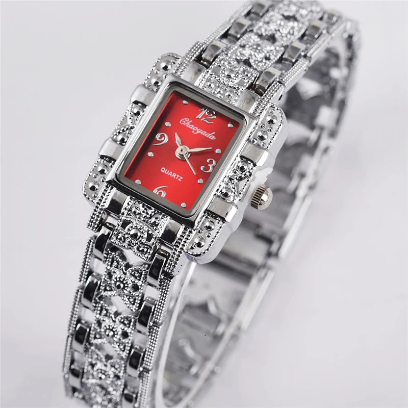Women Watch Rectangle Dial Silver Stainless Steel Crystal Watches Fashion Quartz for Women Ladies Major Relojes Hot Sale Relojes