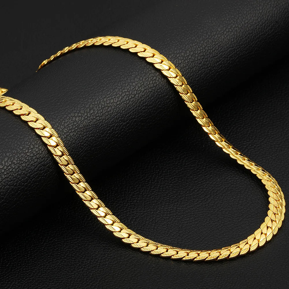 Hot Sale Antique Flat Snake Chain Necklace 4/6Mm Stainless Steel Gold Color Choker Long Chains for Women Men Jewelry XL570ST