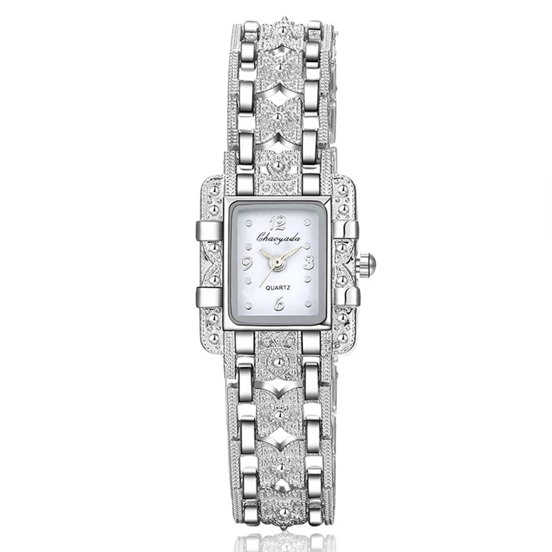 Women Watch Rectangle Dial Silver Stainless Steel Crystal Watches Fashion Quartz for Women Ladies Major Relojes Hot Sale Relojes