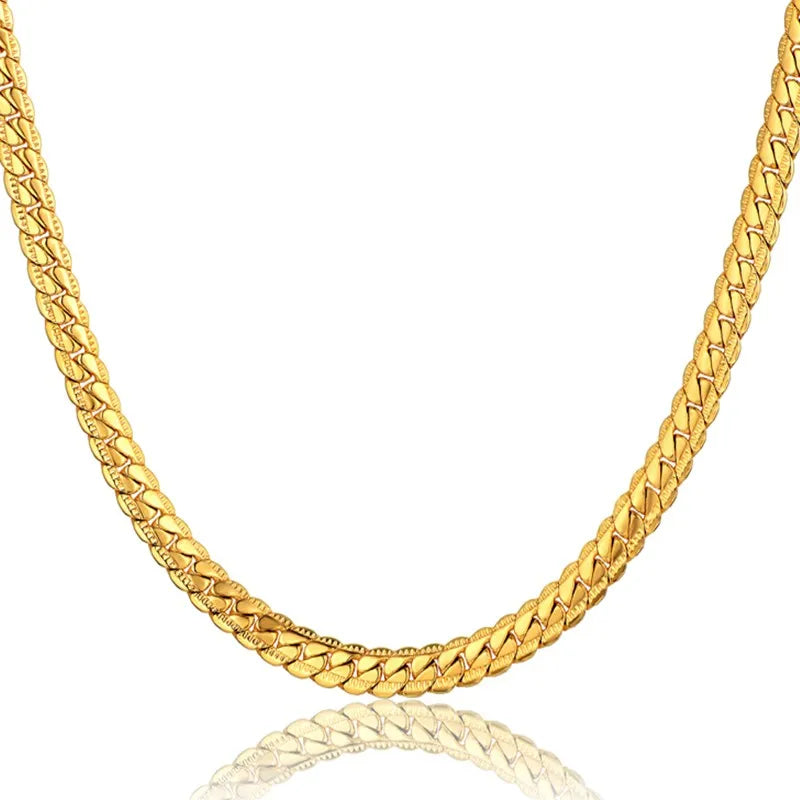 Hot Sale Antique Flat Snake Chain Necklace 4/6Mm Stainless Steel Gold Color Choker Long Chains for Women Men Jewelry XL570ST